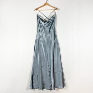 If By Sea Los Angeles blue satin backless dress Size Large